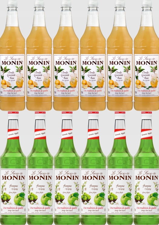 6x Syrop Cloudy Monin baza, 6x Zielone jabłko Monin