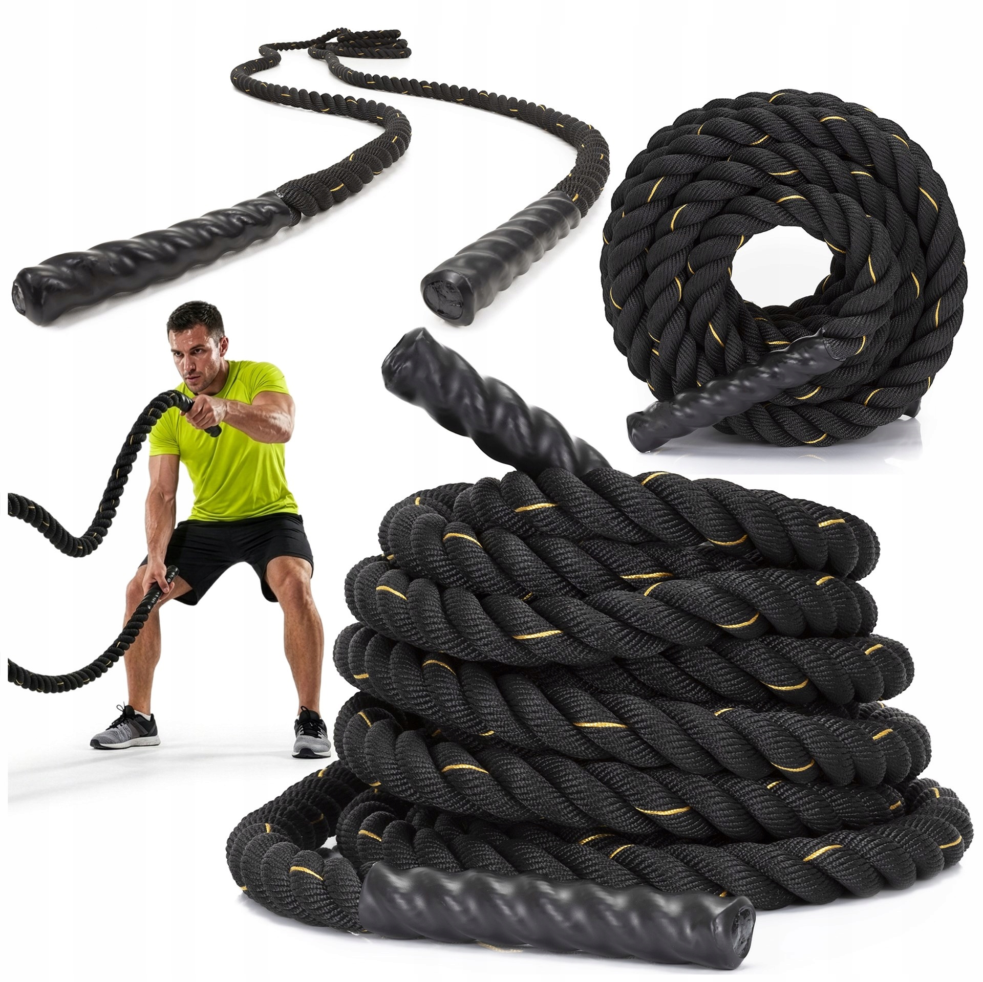 LINA TRENINGOWA CROSSFIT DO ĆWICZEŃ WZMOCNIENIA MIĘŚNI POWER BATTLE ROPE 9M