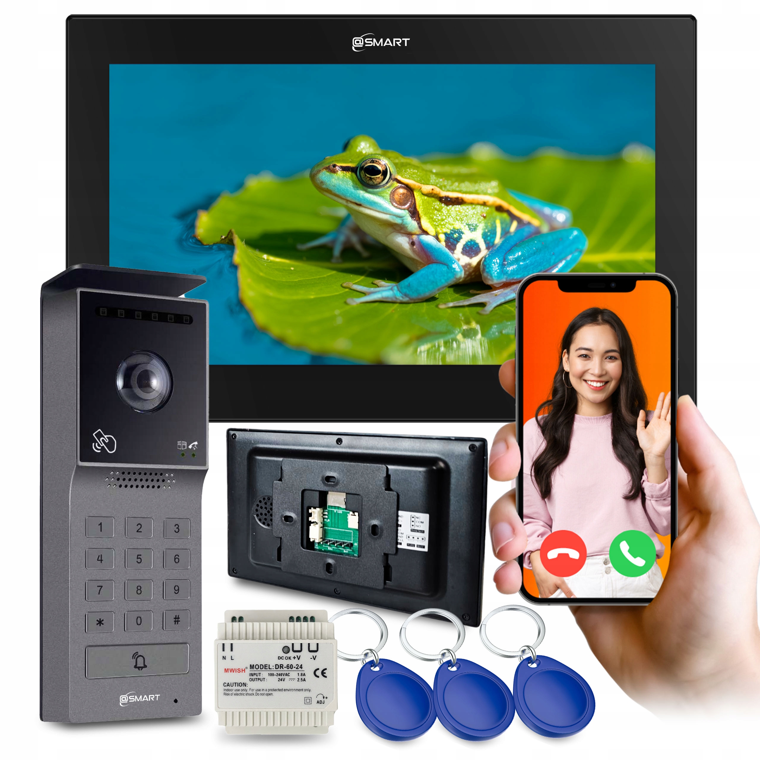 Videovrátnik Wifi 7" Tuya 2 žily brána kód aplikácia Full Hd Din foto