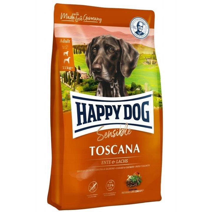 Happy Dog Toscana 12,5kg karma sucha dla psa kaczka łosoś