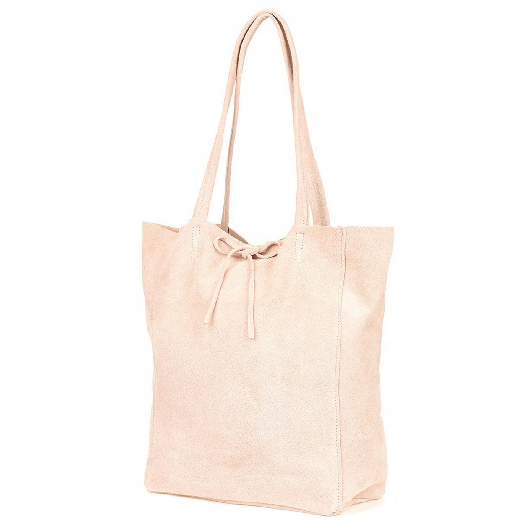 

Torebka zamszowa shopper duża z troczkiem J.różowa