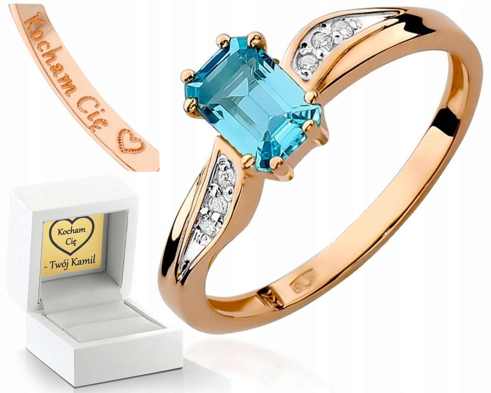 Prstýnek Topaz Z Růžového Zlata Gravírování Bonus