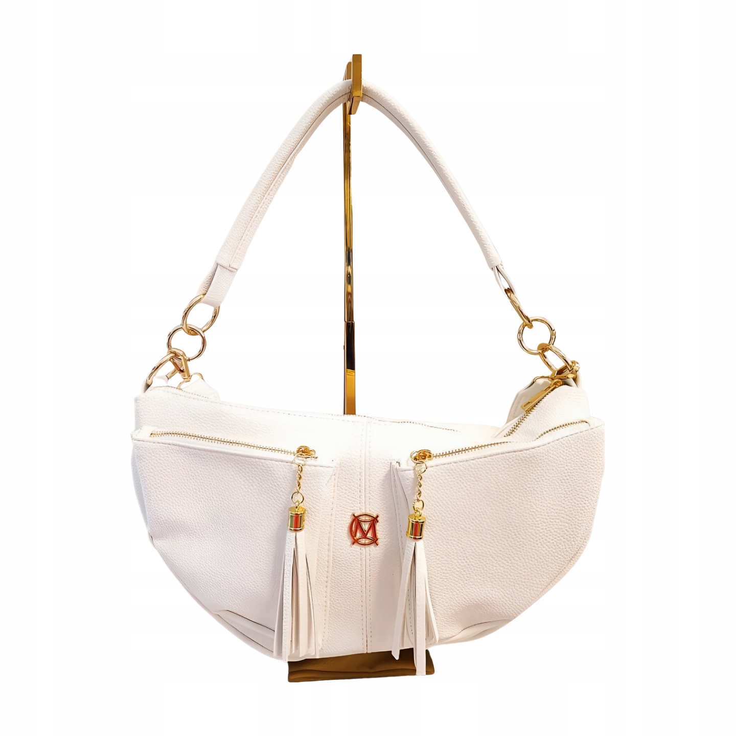 Massimo Contti velká kabelka přes rameno bílá s kapsami