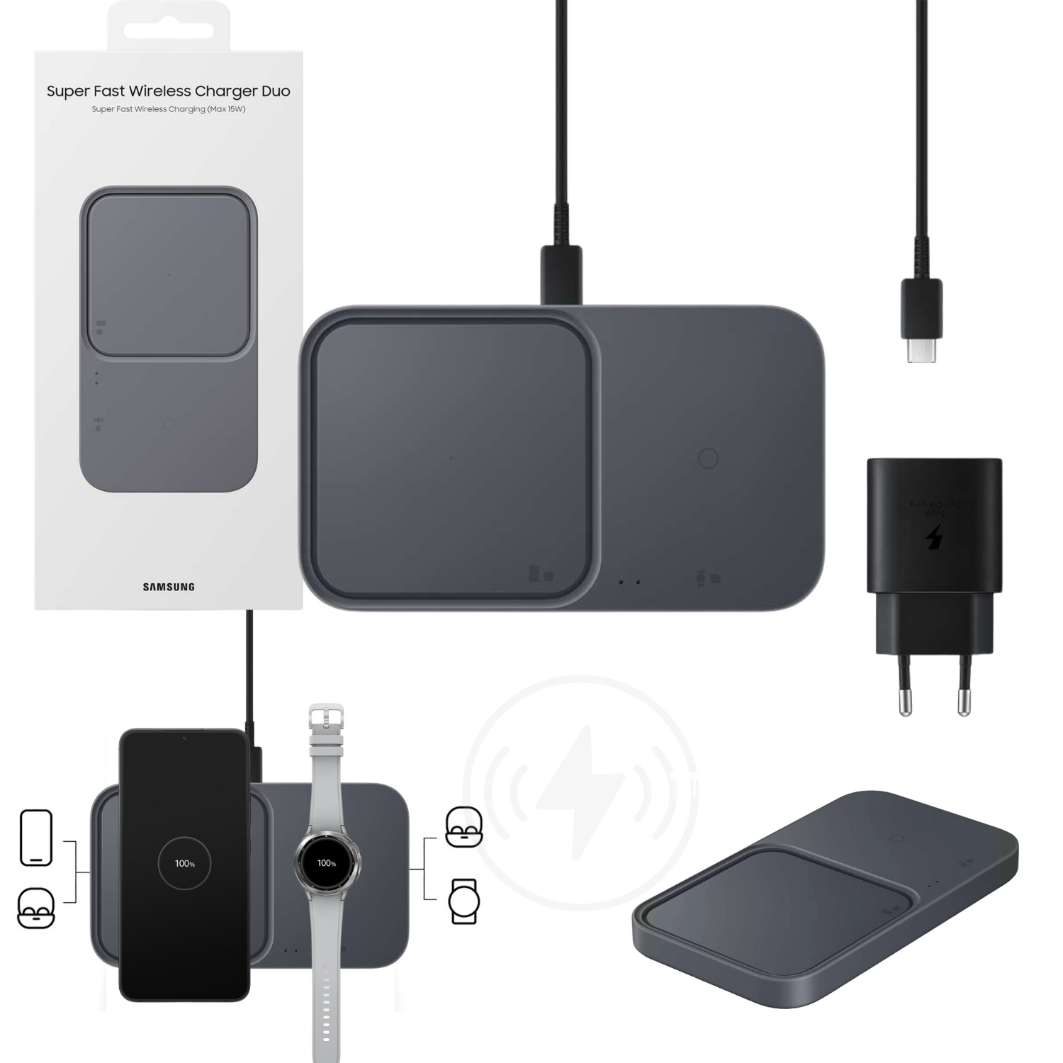 Ładowarka Indukcyjna 2W1 Samsung Duo Zasilacz Kabel