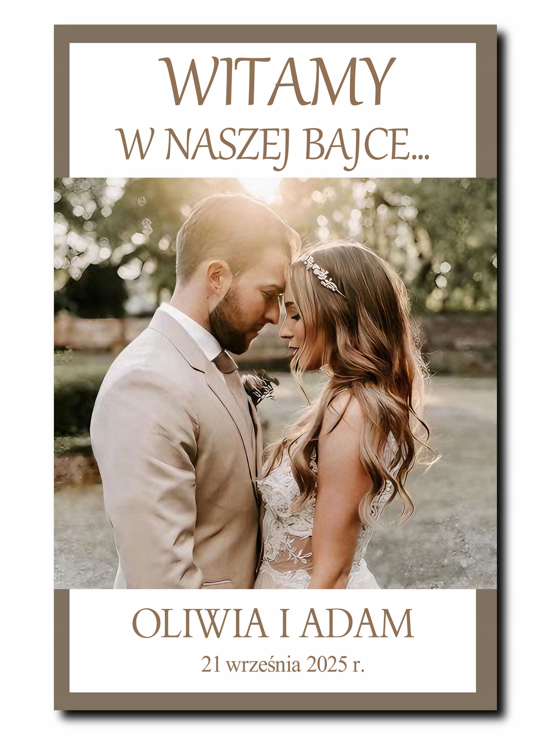 TABLICA NA WESELE ŚLUB OBRAZ ZE ZDJĘCIEM I PERSONALIZACJĄ 70x50