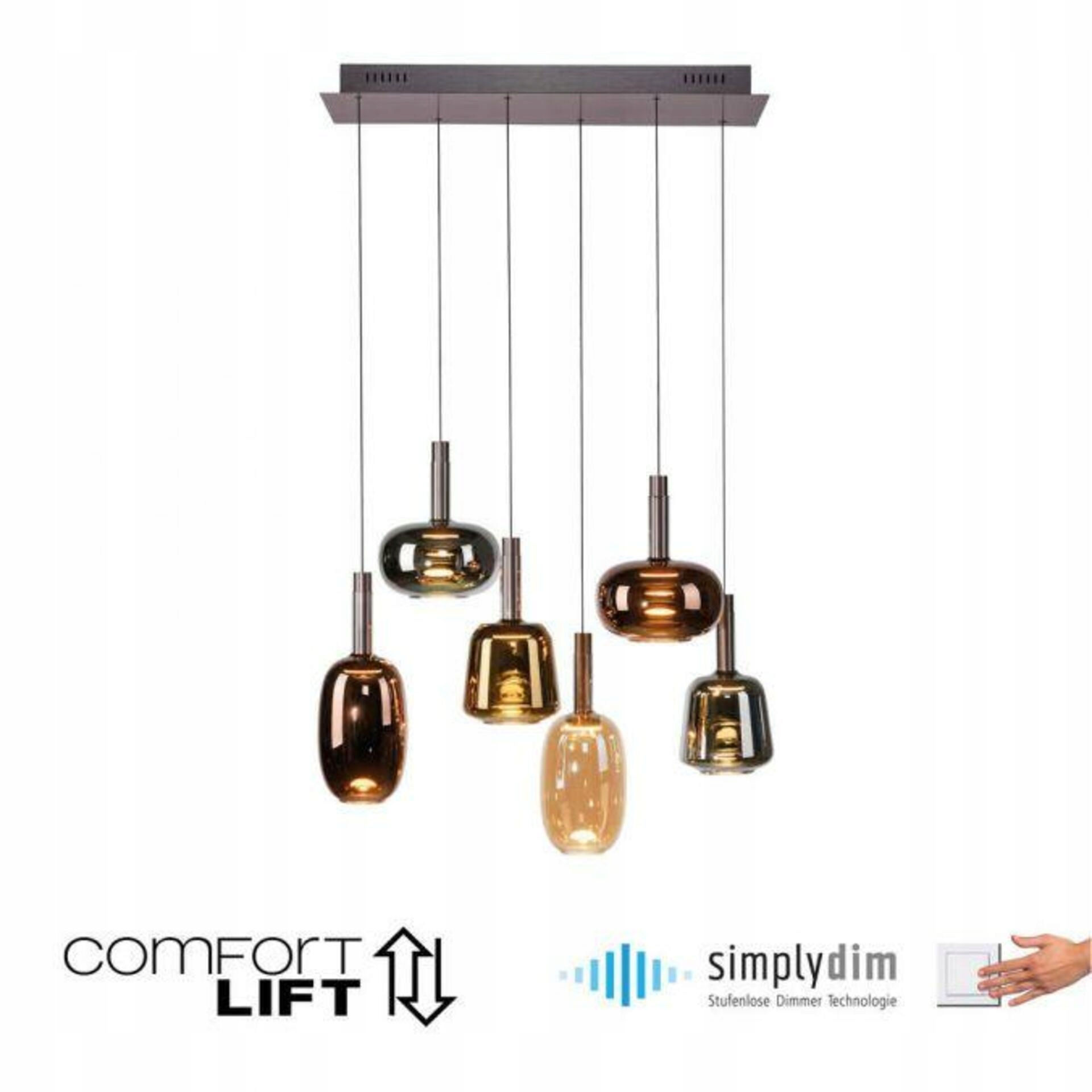 Paul Neuhaus Irides Led závesné svietidlo 6-ramenné, stmievateľné, Comfort Li