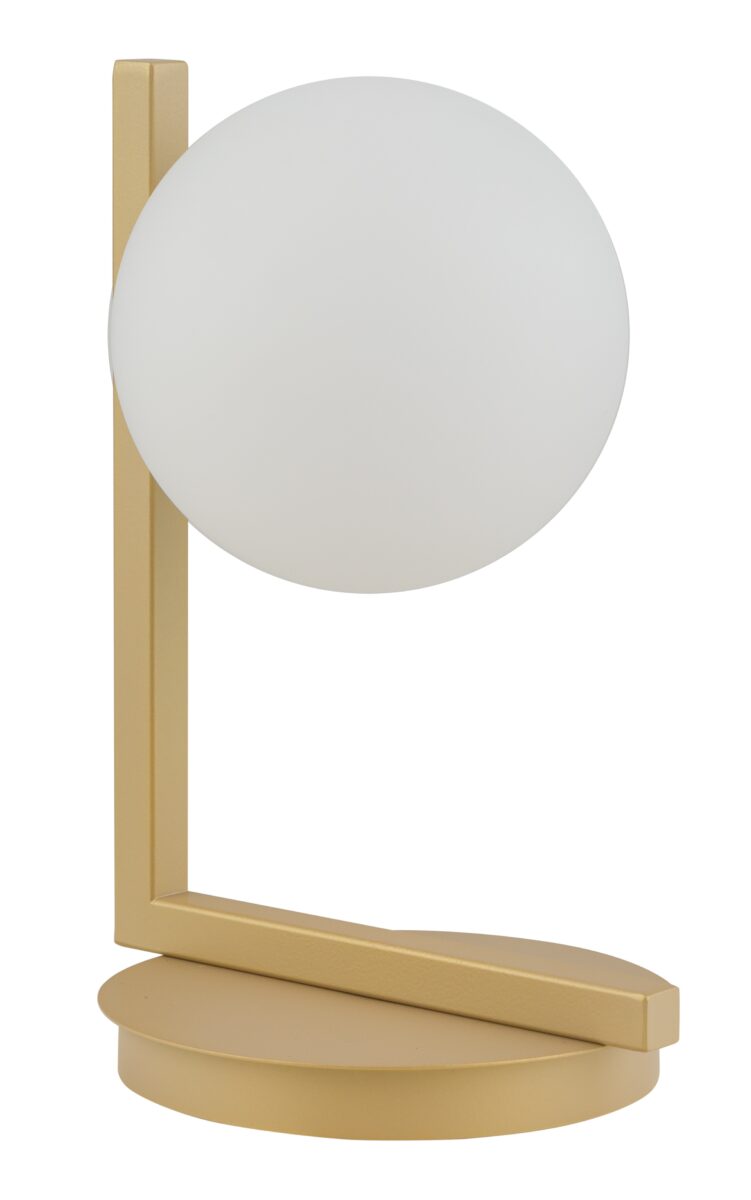 Moderná nočná lampa zlatá béžová so sklenenou bielou guľou do obývačky Sigma