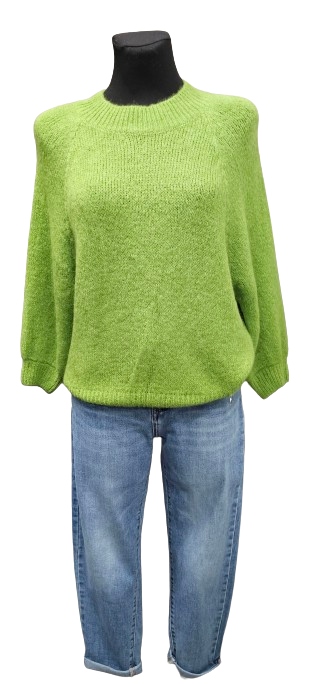 Milý Svetr S Mohérem Lili-one SIZE-dekolt V limetka Premium Italia