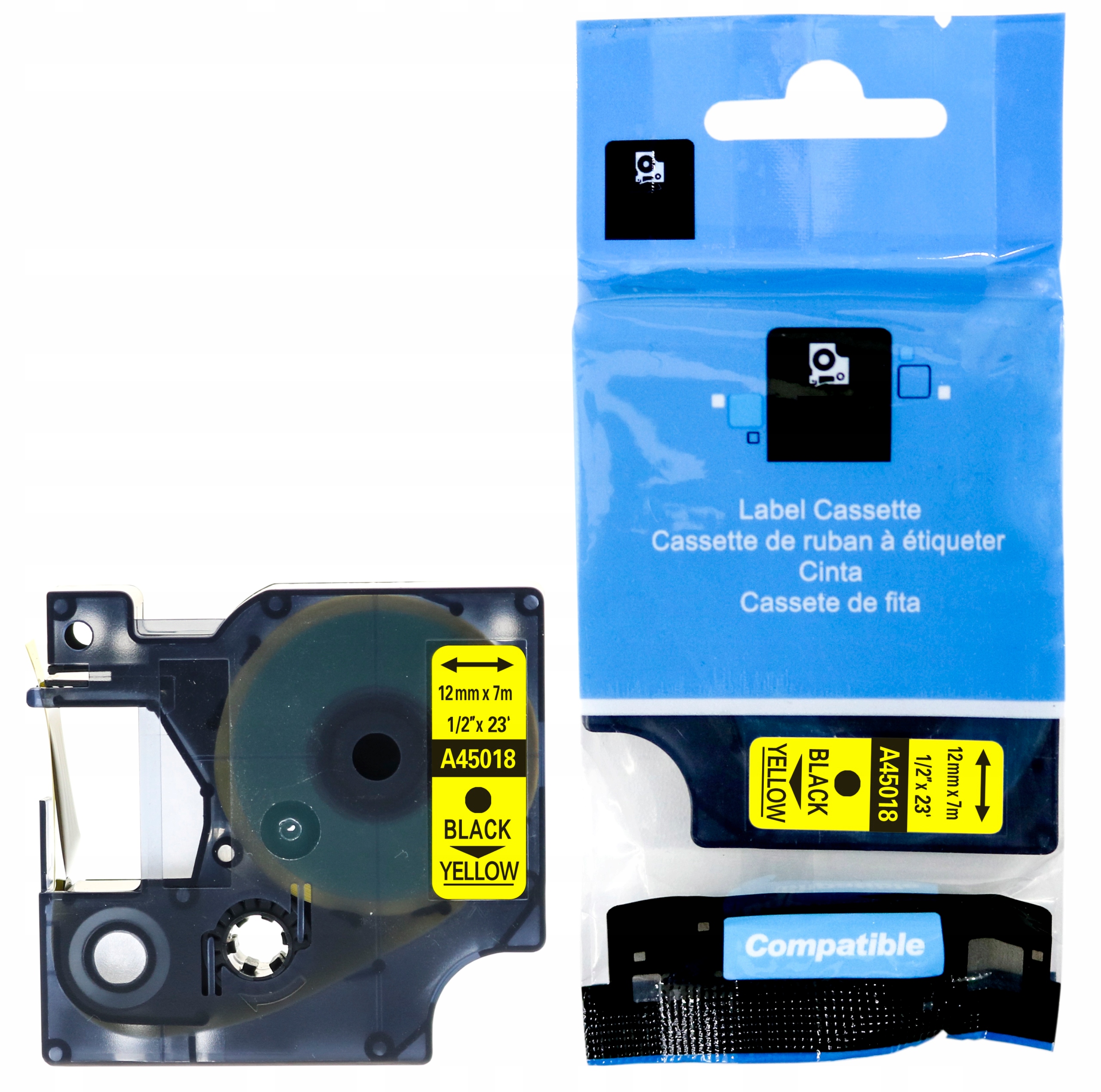 

Taśma Do Dymo 12mm D1 45018 Żółta Czarny 12mm/7m