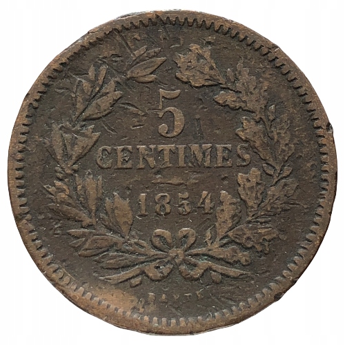 61743. Luksemburg, 5 centymów, 1854r.