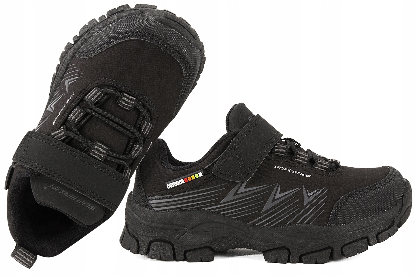 Superun 7041 Softshell Buty Sportowe Trekkingowe Dziecięce czarne Czarny 28