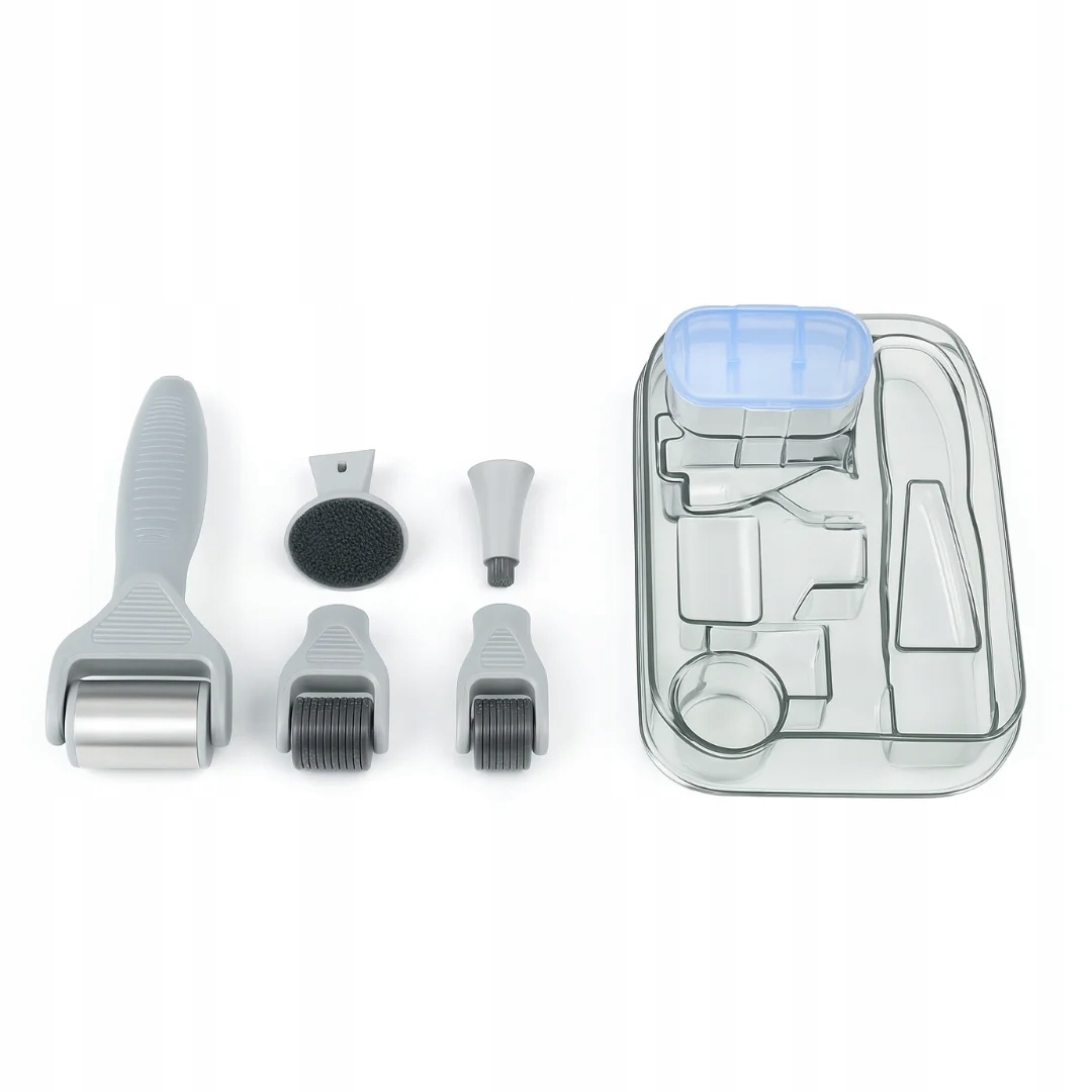 Derma Roller Ice 6v1 Mezoterapie jehlová, chladící váleček, Kartáček