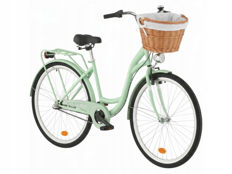 Rower miejski Indiana Moena 28cali damski Miętowy Kosz wiklinowy Wkład
