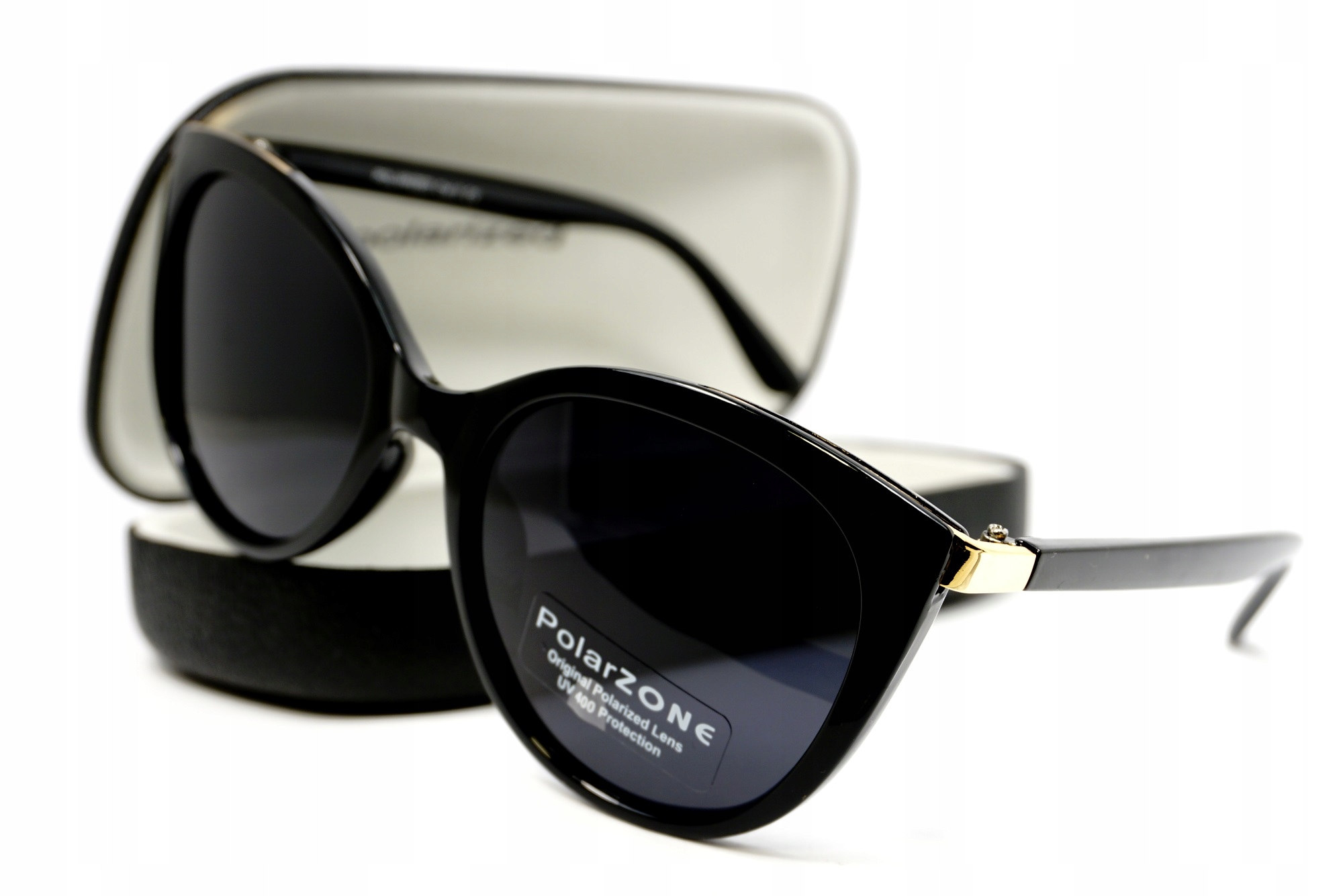OKULARY PRZECIWSŁONECZNE POLARYZACYJNE DAMSKIE ELEGANCKIE GLAMOUR CZARNE