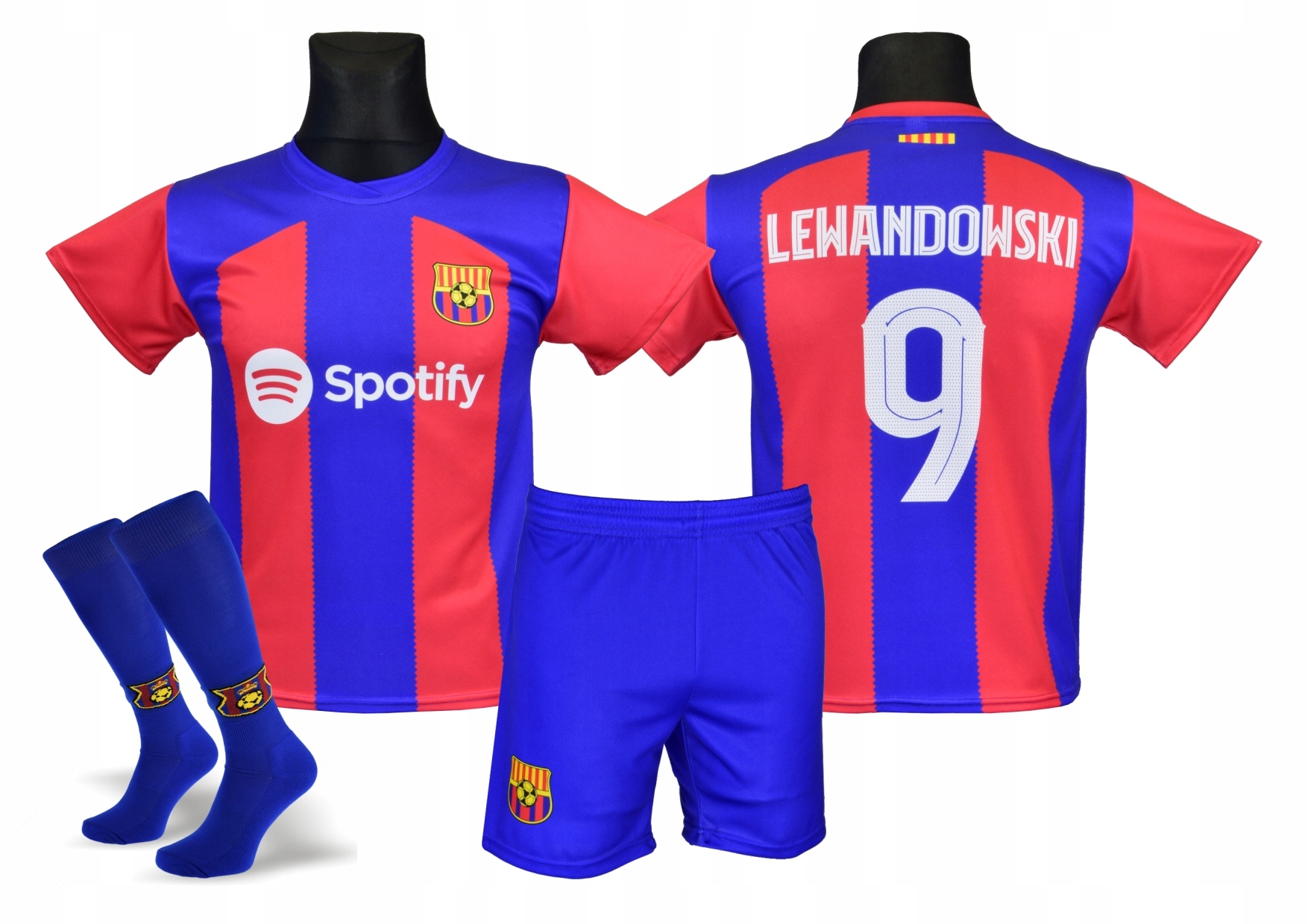 LEWANDOWSKI BARCELONA strój piłkarski + getry 140