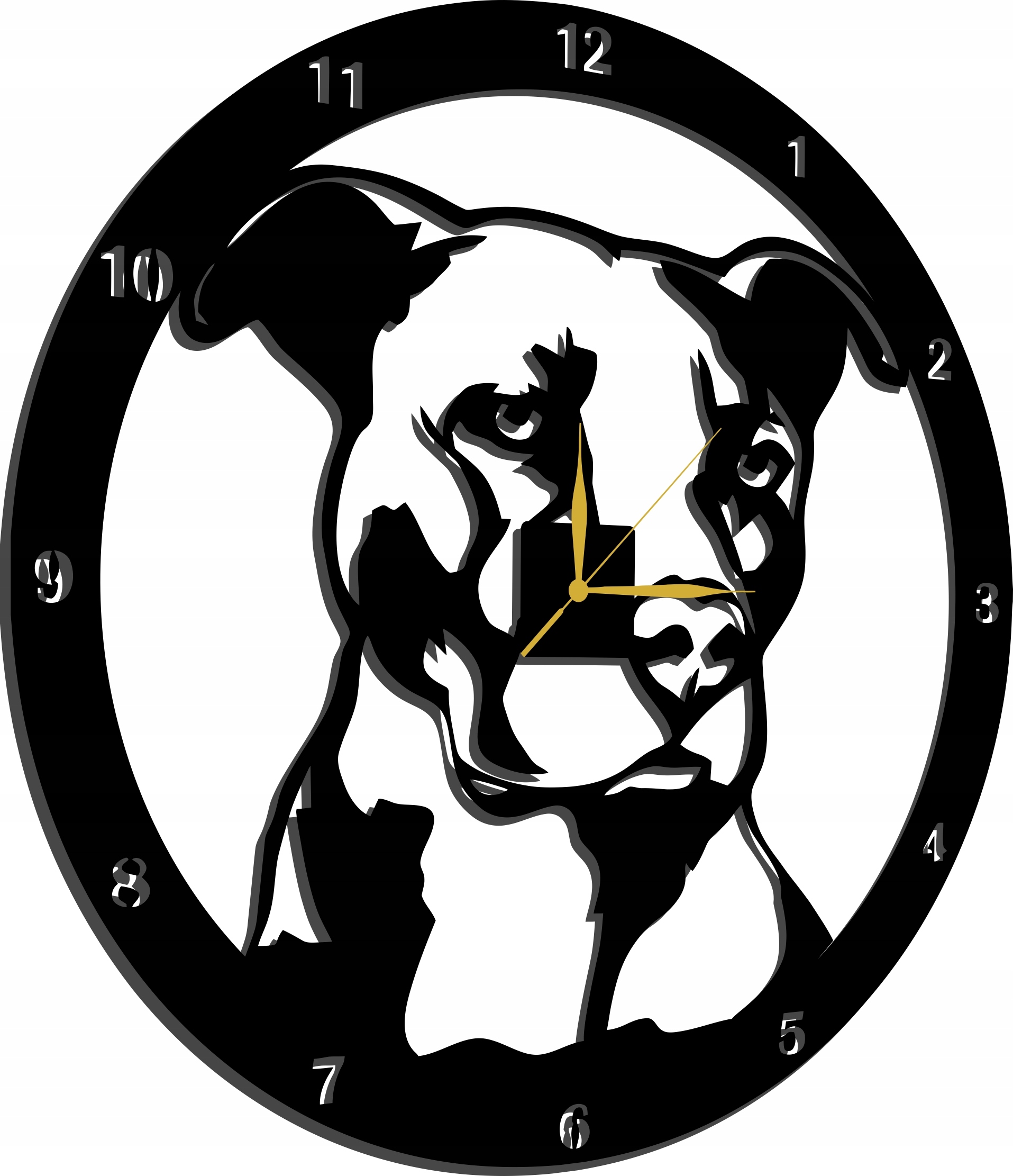 Hodiny Pitbull Plemene Psů 50 CM 3D
