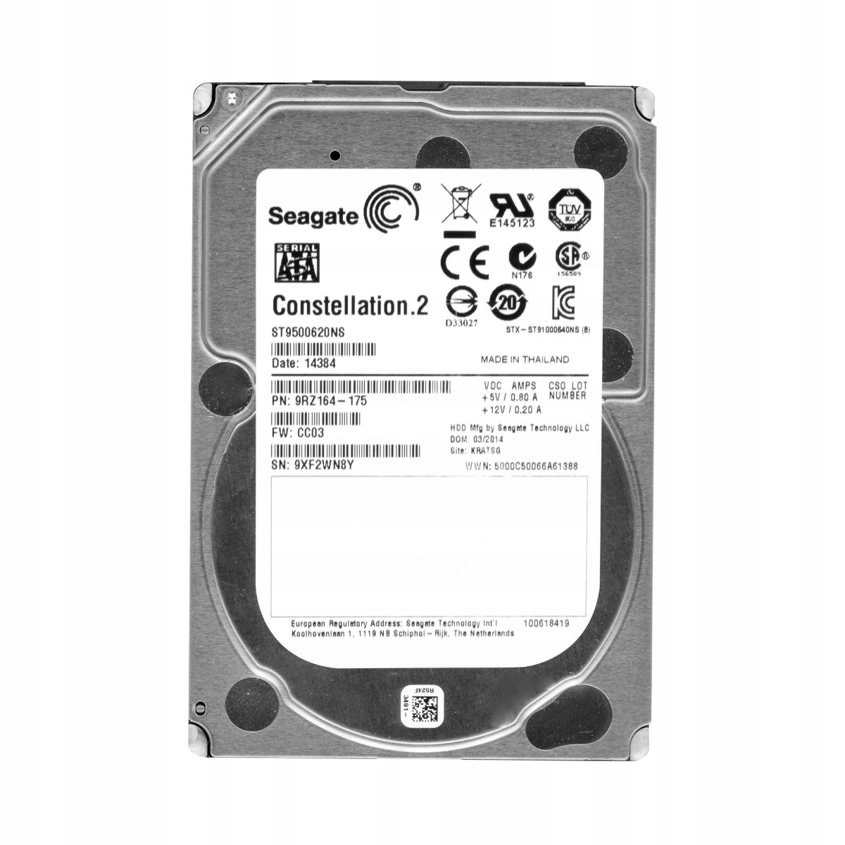 Seagate CONSTELLATION.2 500GB 7.2K 64MB Sata III 2.5'' ST9500620NS