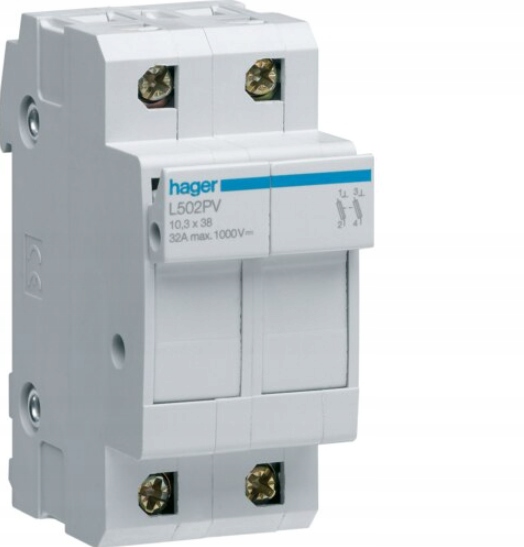 

Hager Podstawa bezpiecznikowa Pv 2P 10x38 1000V DC