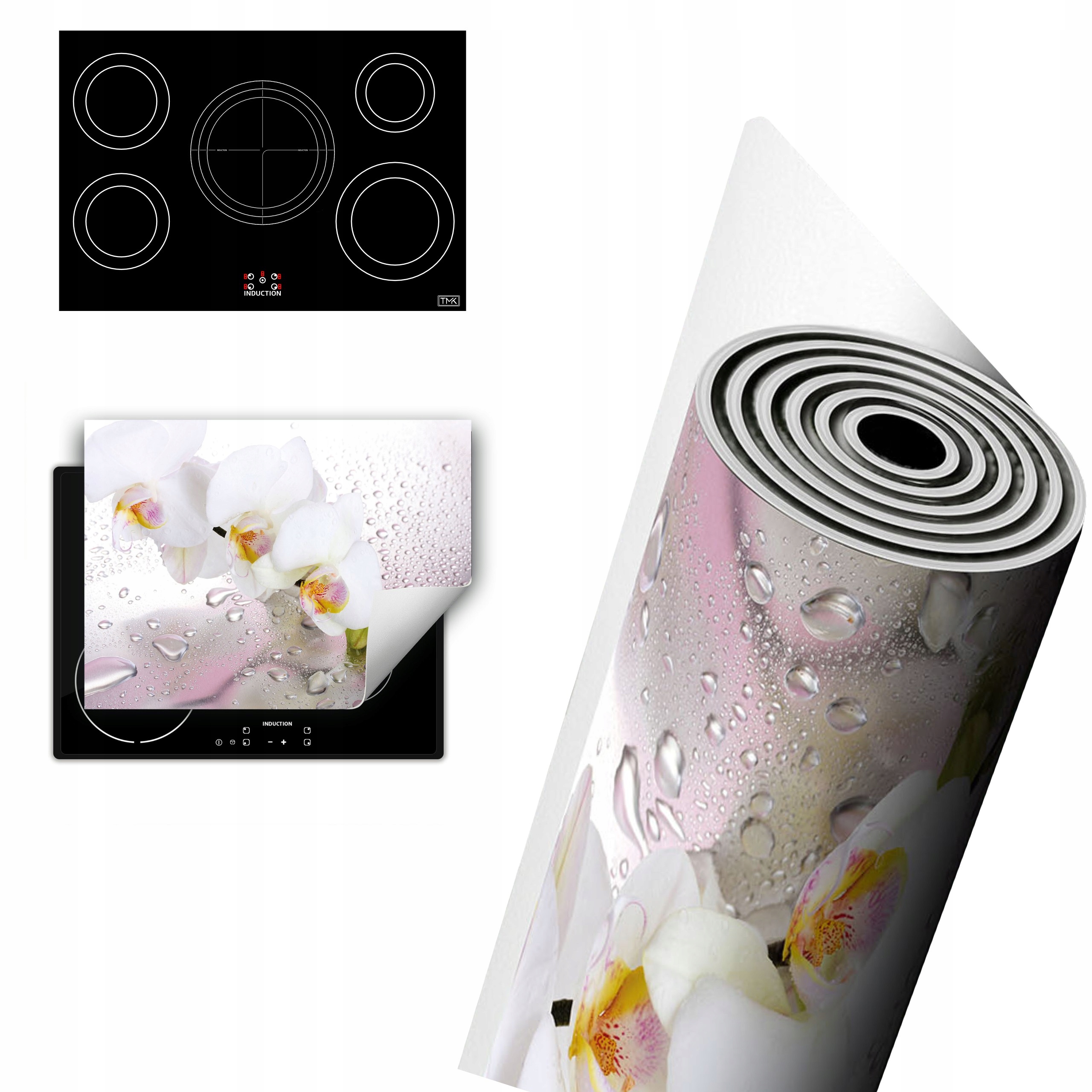 Vinylová Ochrana Na Indukci Deska 80x52 bílá orchidej