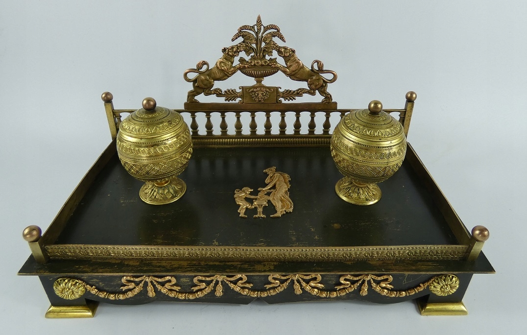 UNIKAT Pałacowy ekrytuar KAŁAMARZ brąz organizer EMPIRE 30 cm