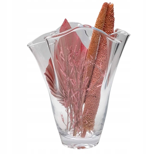 Wazon szklany OZDOBNY falbanka bezbarwny h30