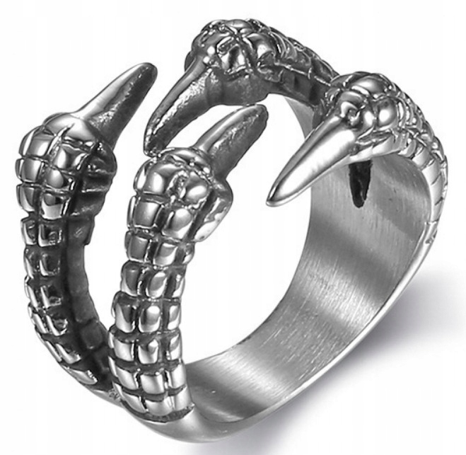 Modny Pierścień Sygnet Smocze Pazury na Prezent