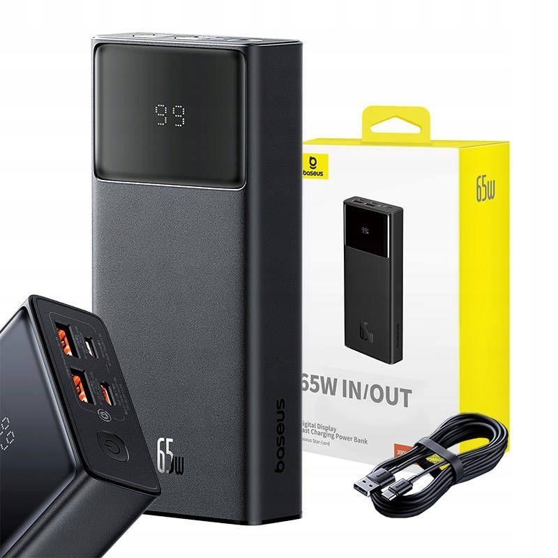 Baseus Power Bank Star-Lord 20000 mAh 65W 2x USB-A/micro Usb/usb-c čierna