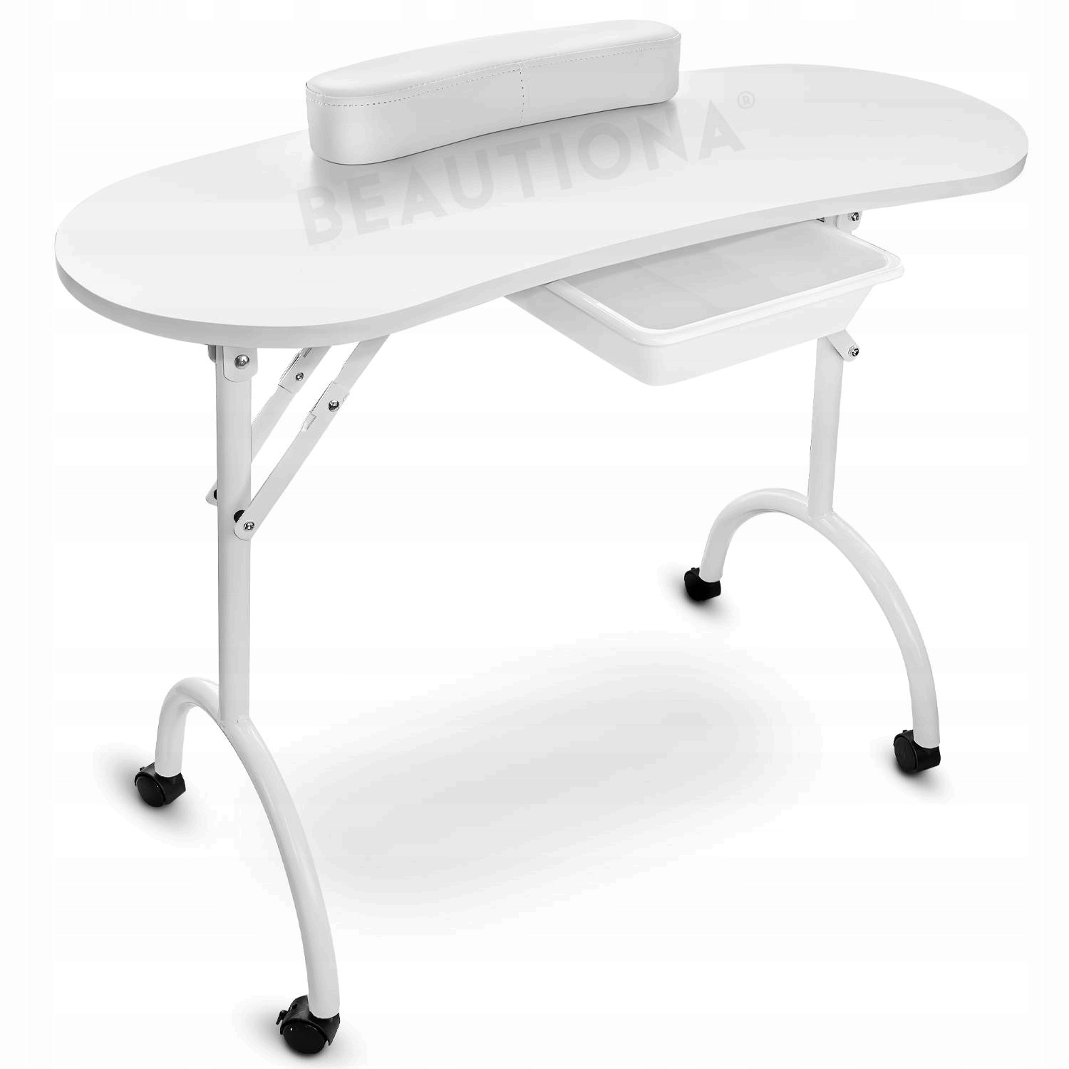 Skládací Kosmetický Stolek Na Manikúru, Mobilní, Přenosný, Na Kolečkách, Bílý