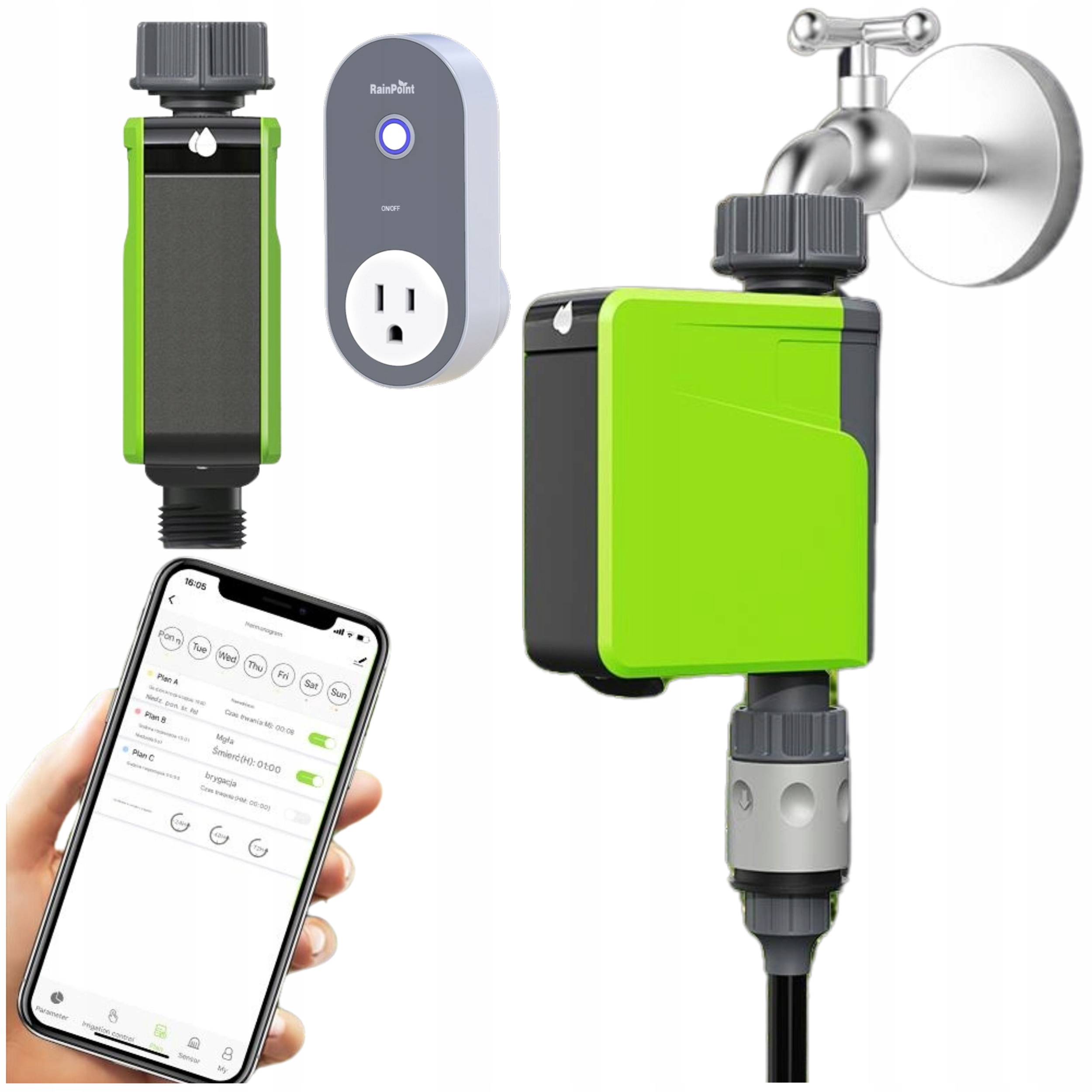 Sterownik do nawadniania 1-strefowy WiFi z koncentratorem, Rainpoint