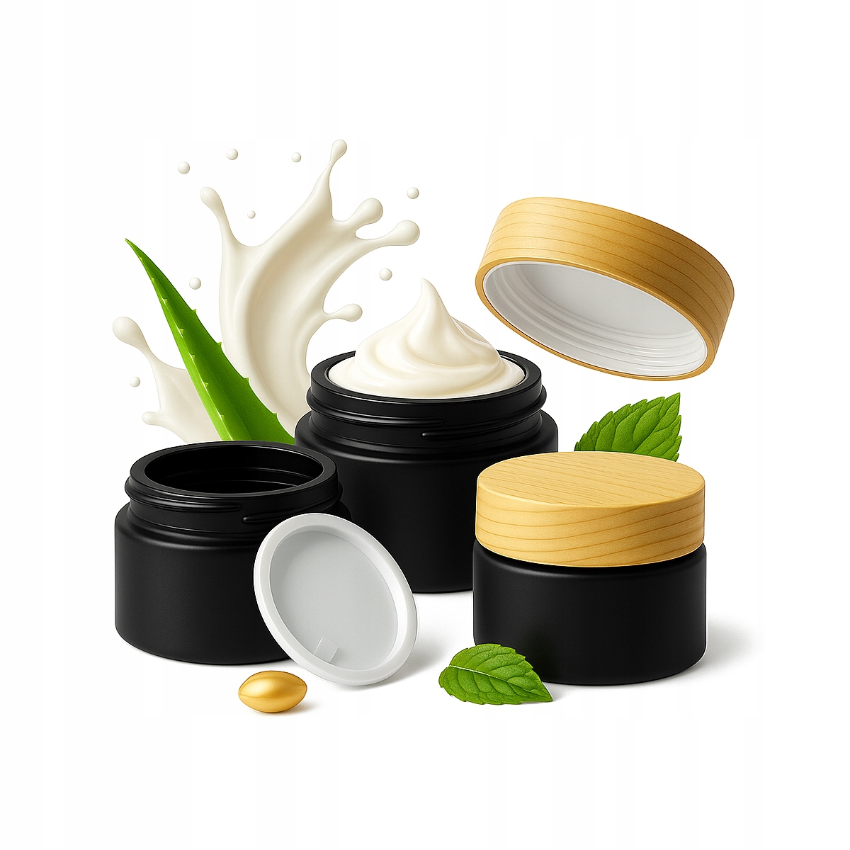 20 x Sklenice Černý Mat 30 g na krém Balzám Kosmetika Masť Gel Sklenice