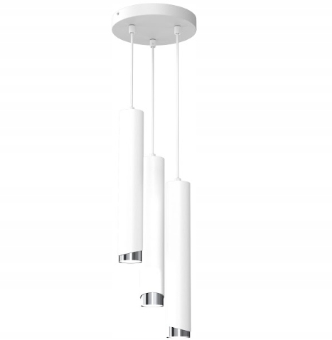 EWILIGHT Lampa sufitowa wisząca zwis tuba eye 3xGU10 biały/chrom
