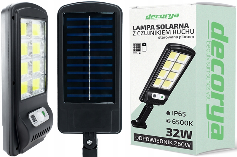 OŚWIETLENIE ZEWNĘTRZNE OGRODOWE MOCNA LAMPA SOLARNA LED ULICZNA COB PILOT Materiał dominujący tworzywo sztuczne