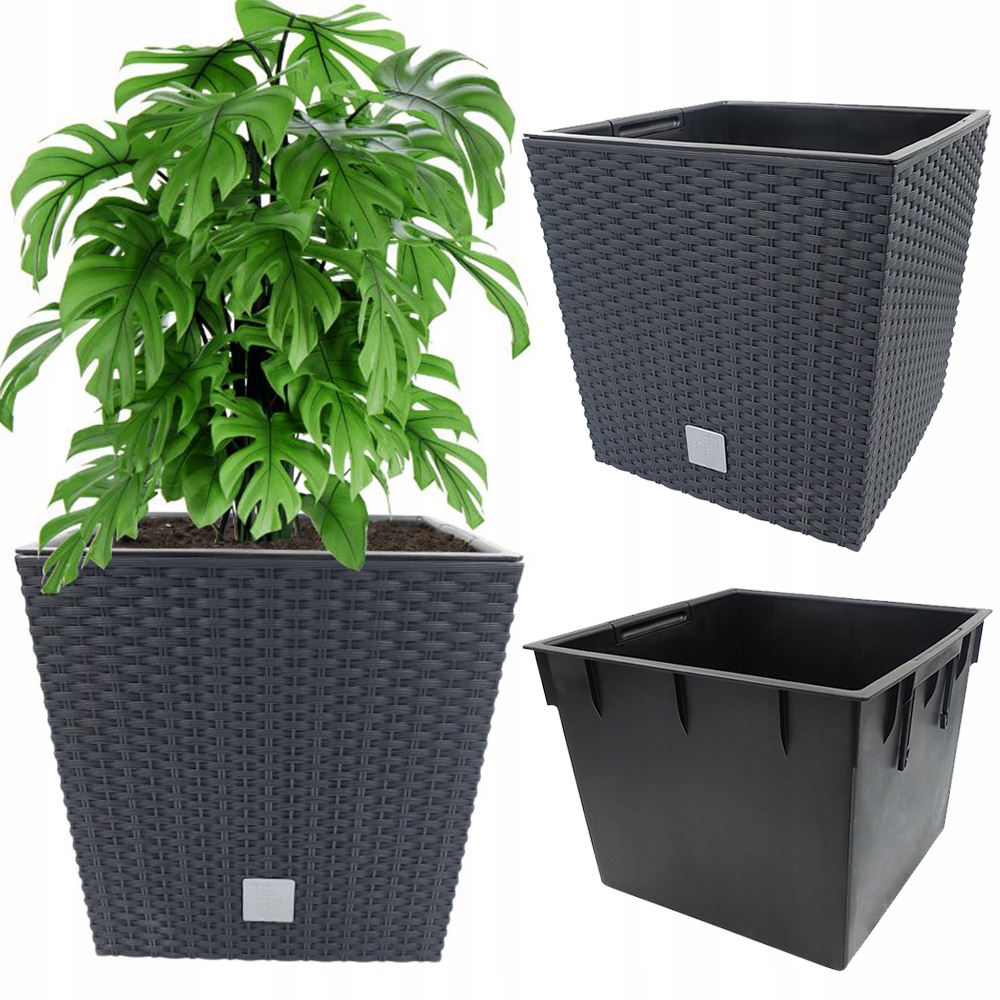 DONICZKA Z WKŁADEM OZDOBNA DO OGRODU DOMU na taras Antracyt DONICA zew.