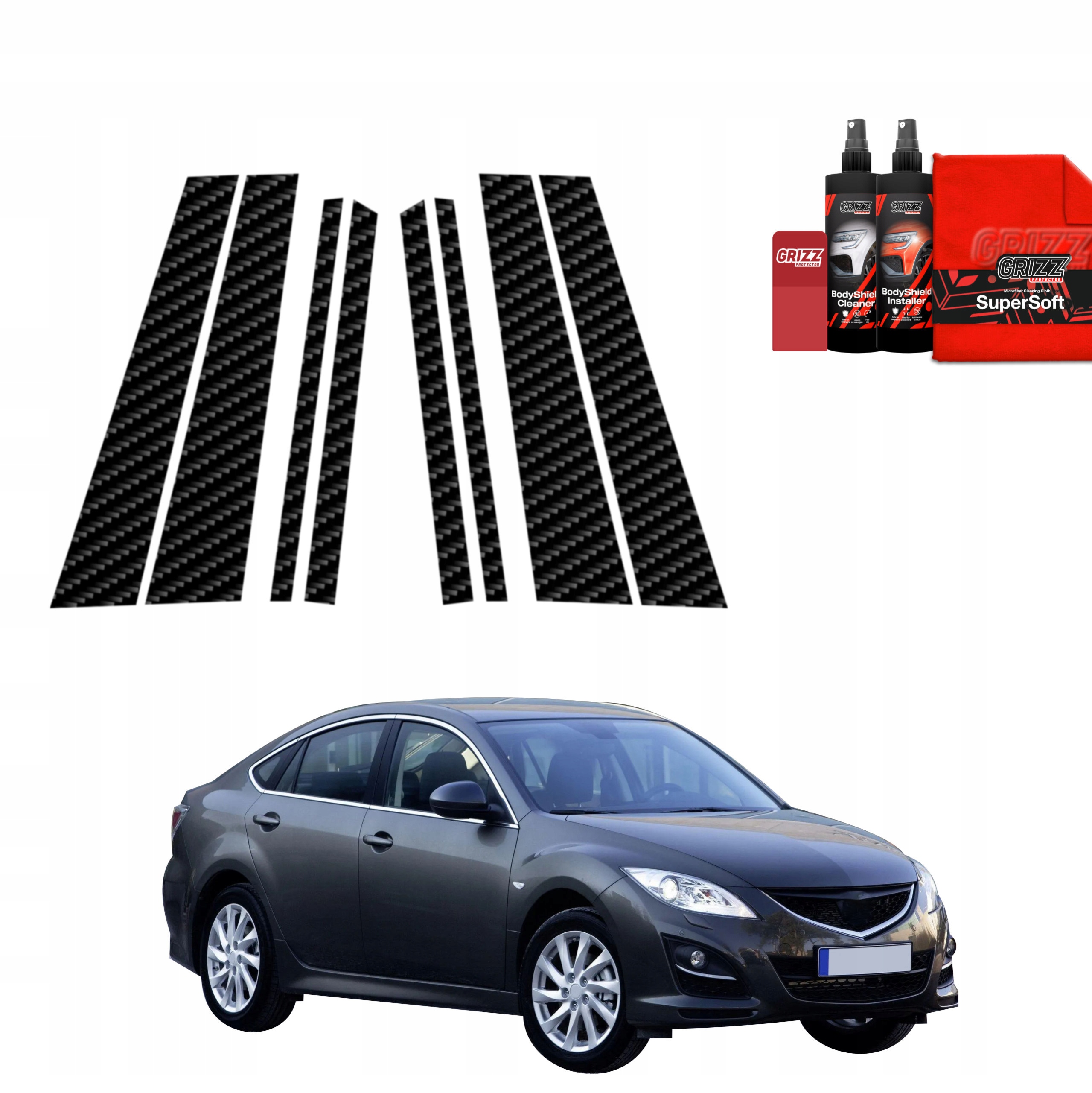 8v1 Fólie na sloupky pro Mazda 6 2 Sedan 4D (2010-2013)