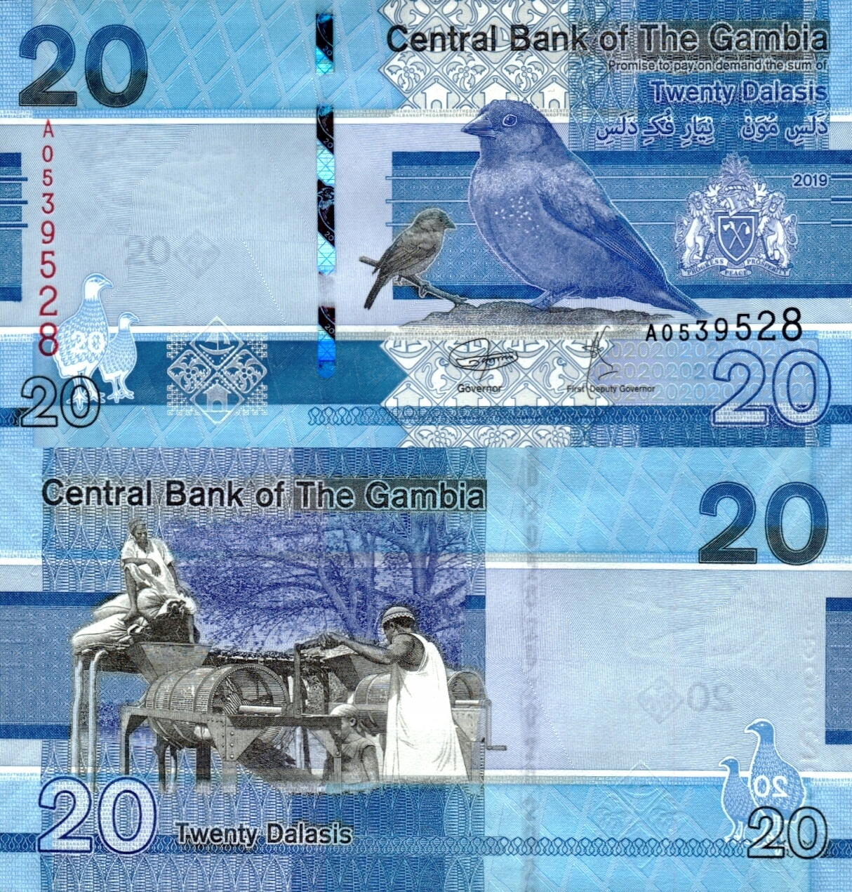 # GAMBIA - 20 DALASIS - 2019 - P-39a - UNC (seria A)
