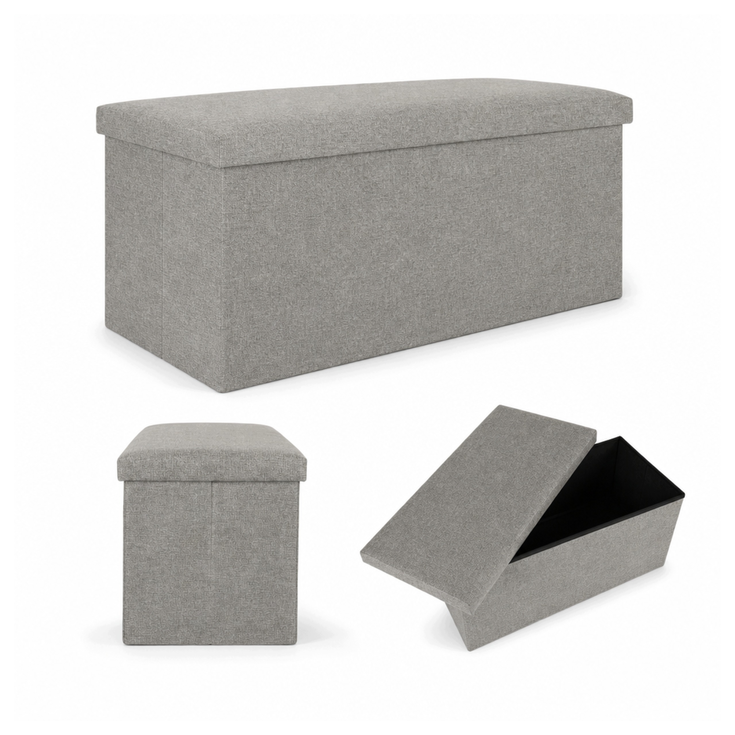 Taburet Šedý 76x38x38 cm s praktickým úložným prostorem a sedákem