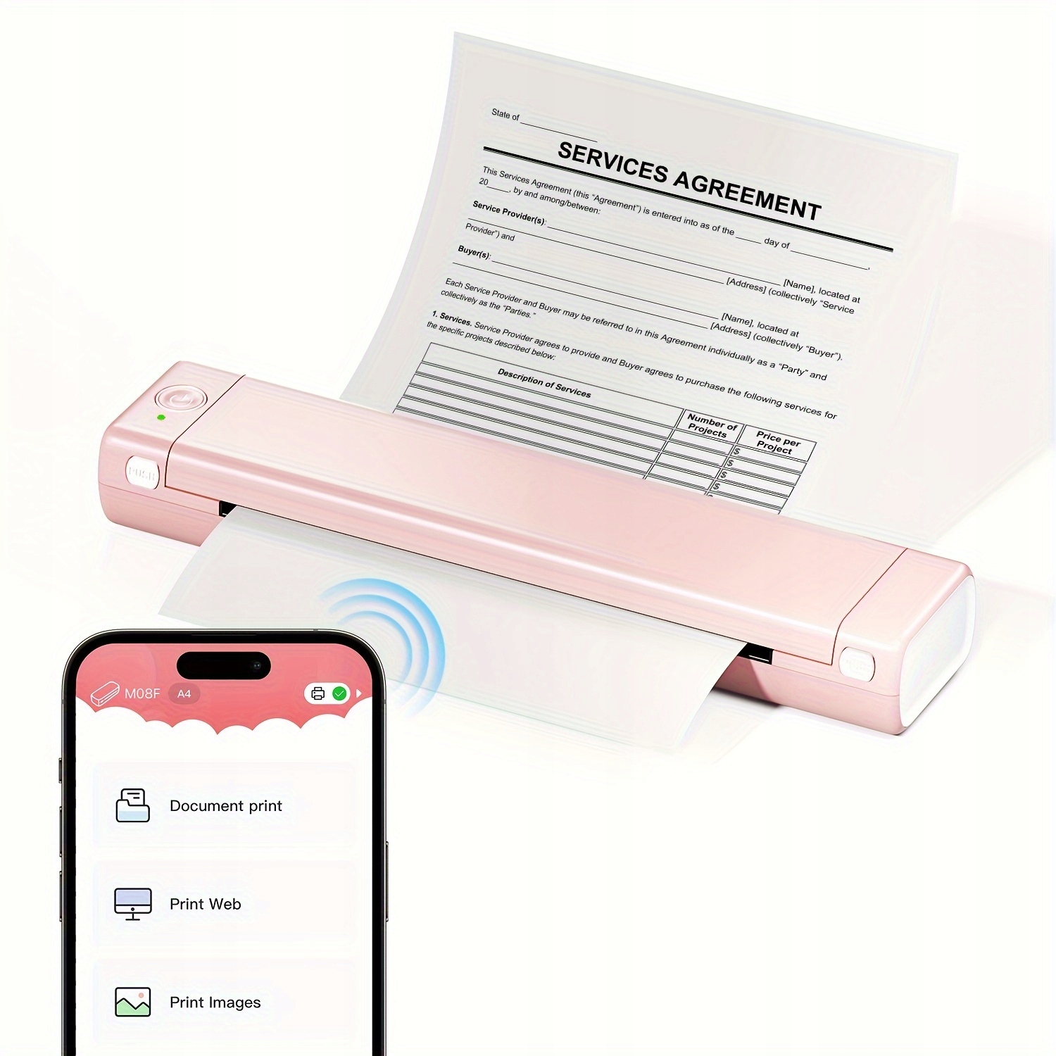 Itari M08F Portable Wireless Printer, 8.5'' X 11'' US Letter Mobile