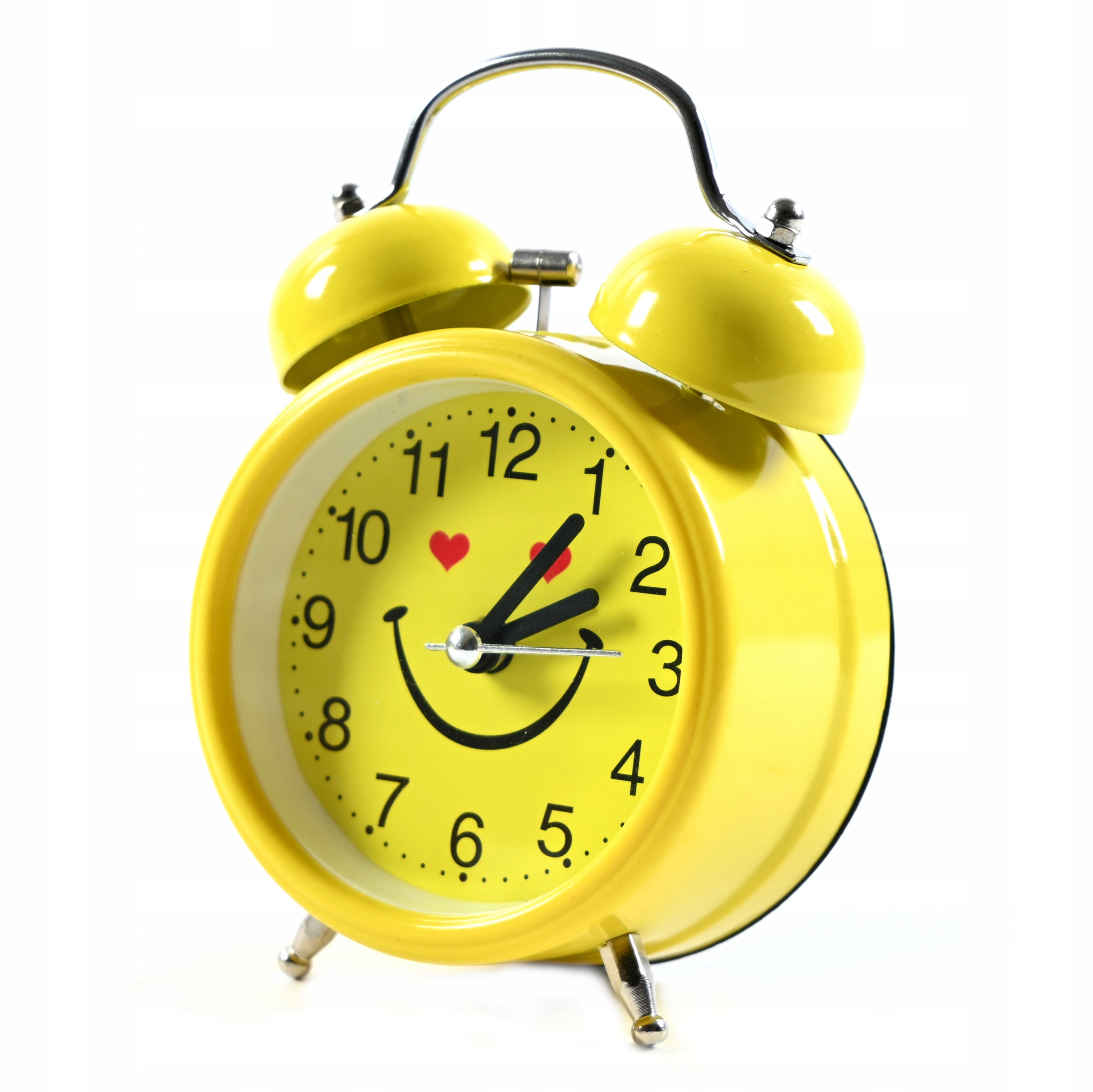 ŻÓŁTY BUDZIK DLA DZIECI EMOTIKONY BUŹKI ZEGAR GŁOŚNY ALARM RÓŻNE WZORY Tarcza analogowa