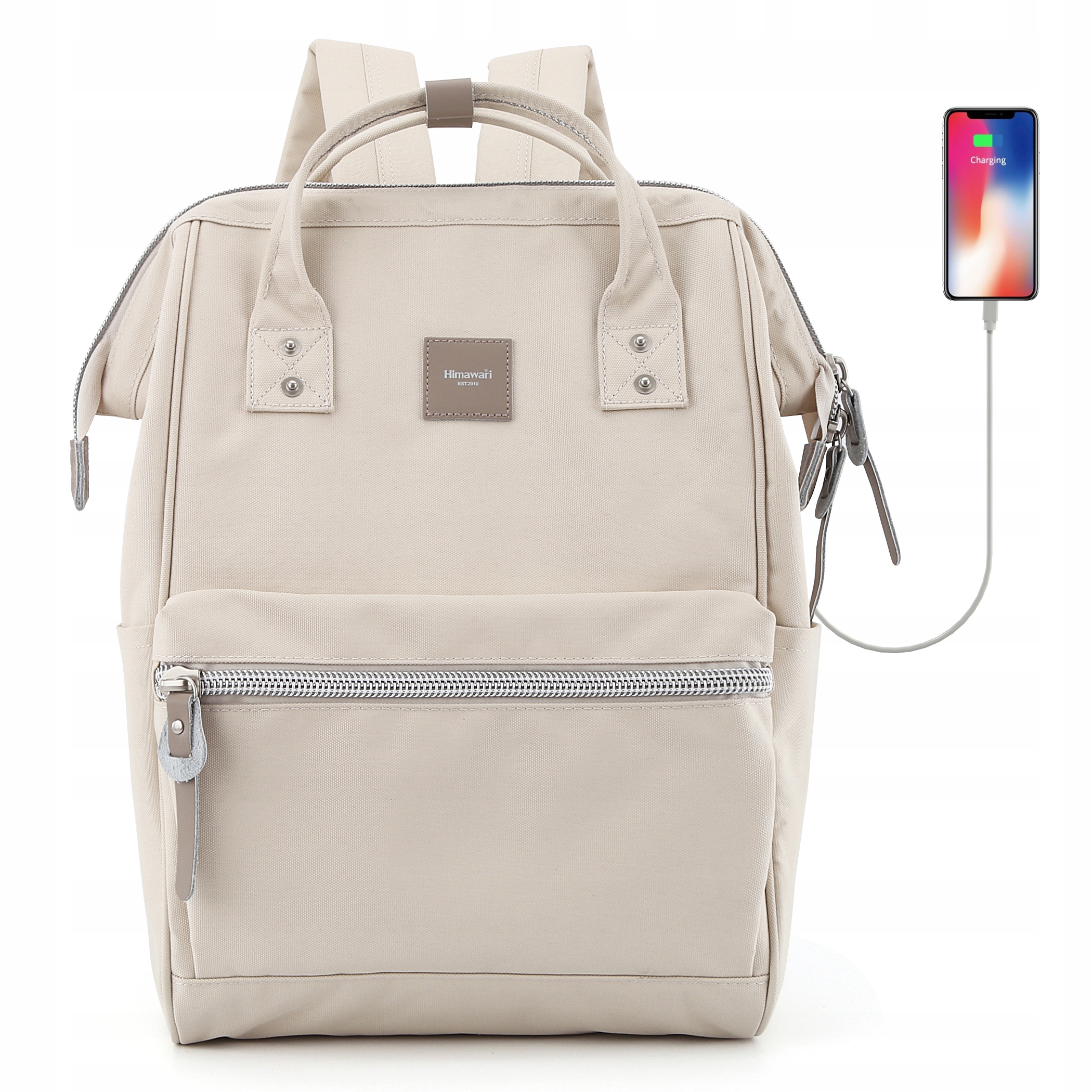 Plecak do samolotu Himawari Sorrel HM1881 na laptopa 13,3 Usb 43 beżowy