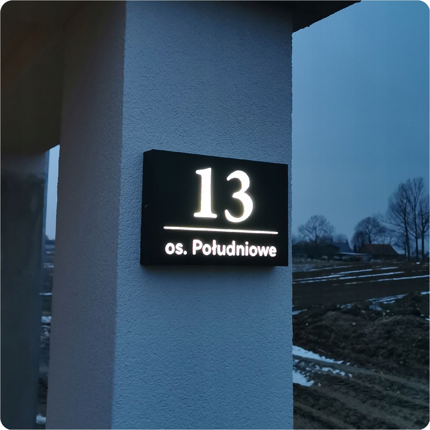 Podświetlany numer domu tabliczka tablica adresowa adres KML LED 30x20 Szerokość produktu 30 cm