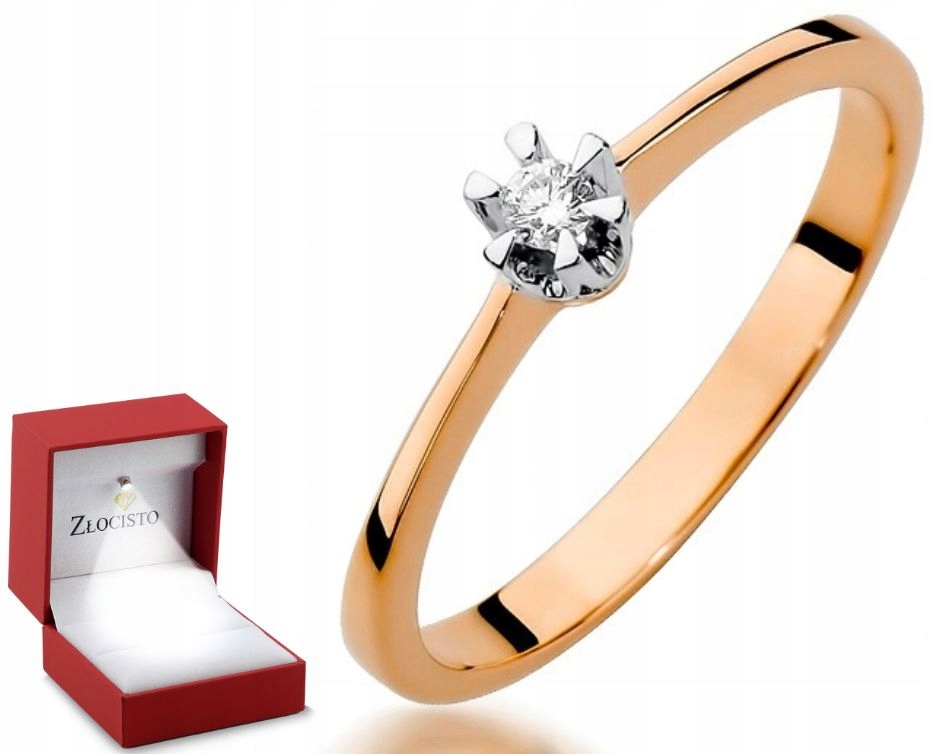 Prstýnek s briliantem Diamant Růžové zlato 585