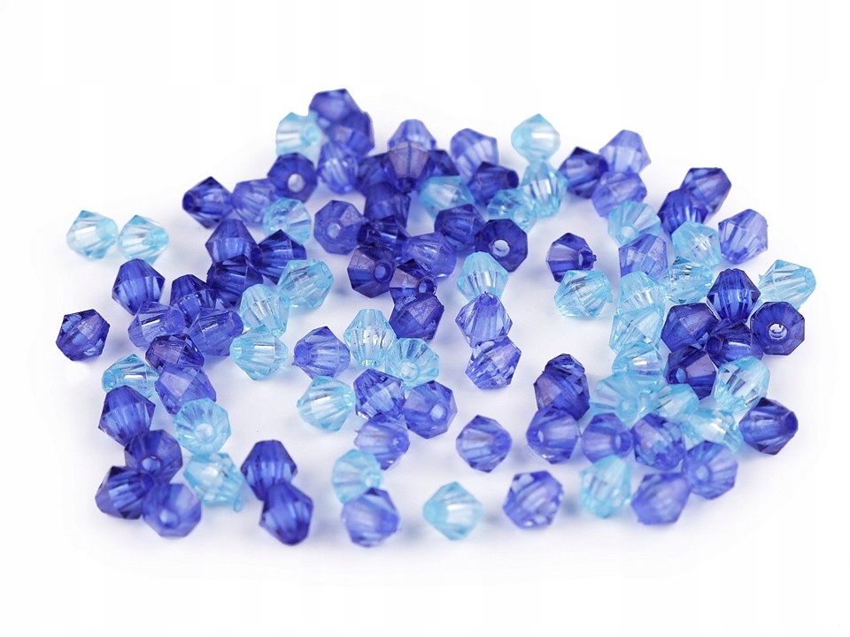 Koraliki 6x6mm Diament MIX ok. 350 Niebieskie 25g