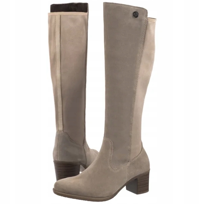 Dámské semišové kozačky na podpatku Rieker Béžové Y2050-60 Béžová