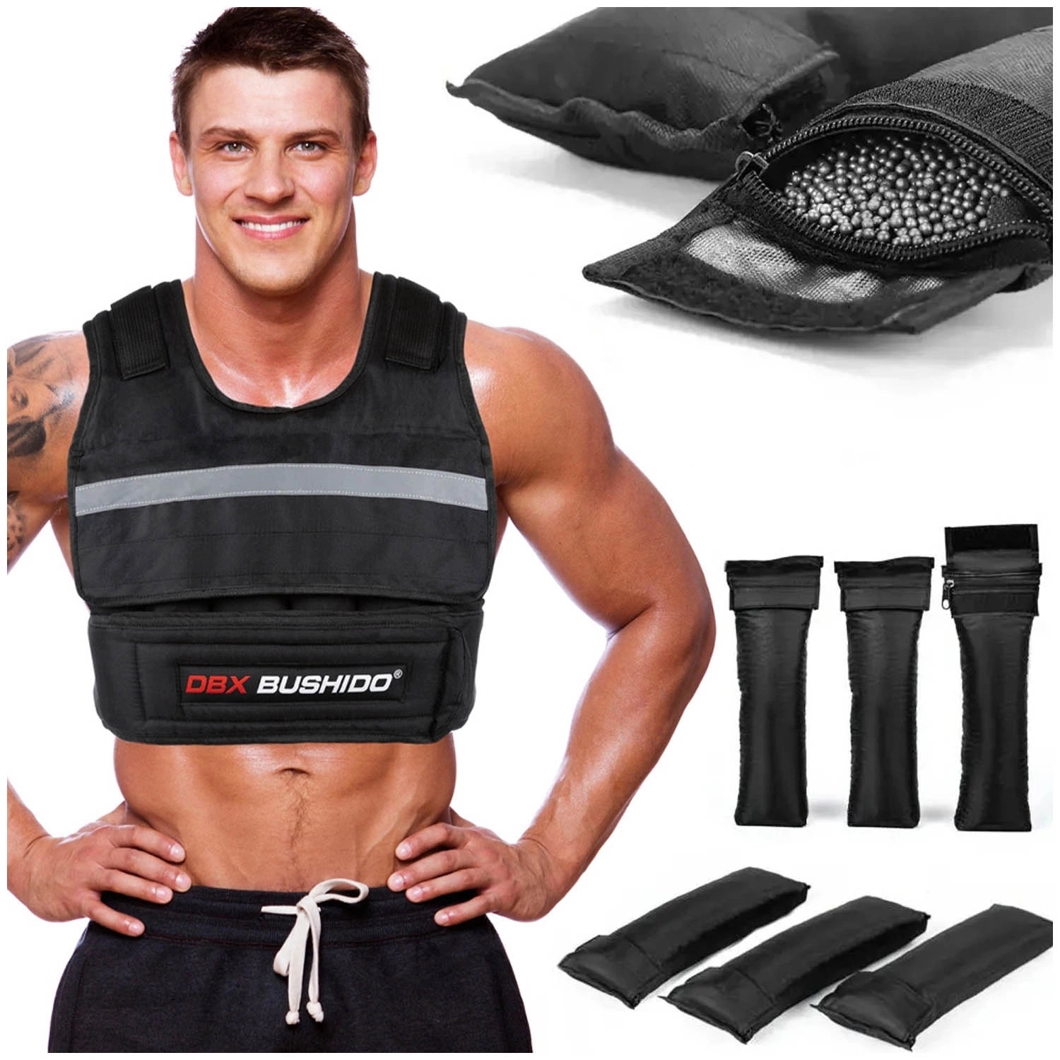Kamizelka Treningowa 30 Kg Obciążeniowa z Obciążeniem Stalowym Bushido