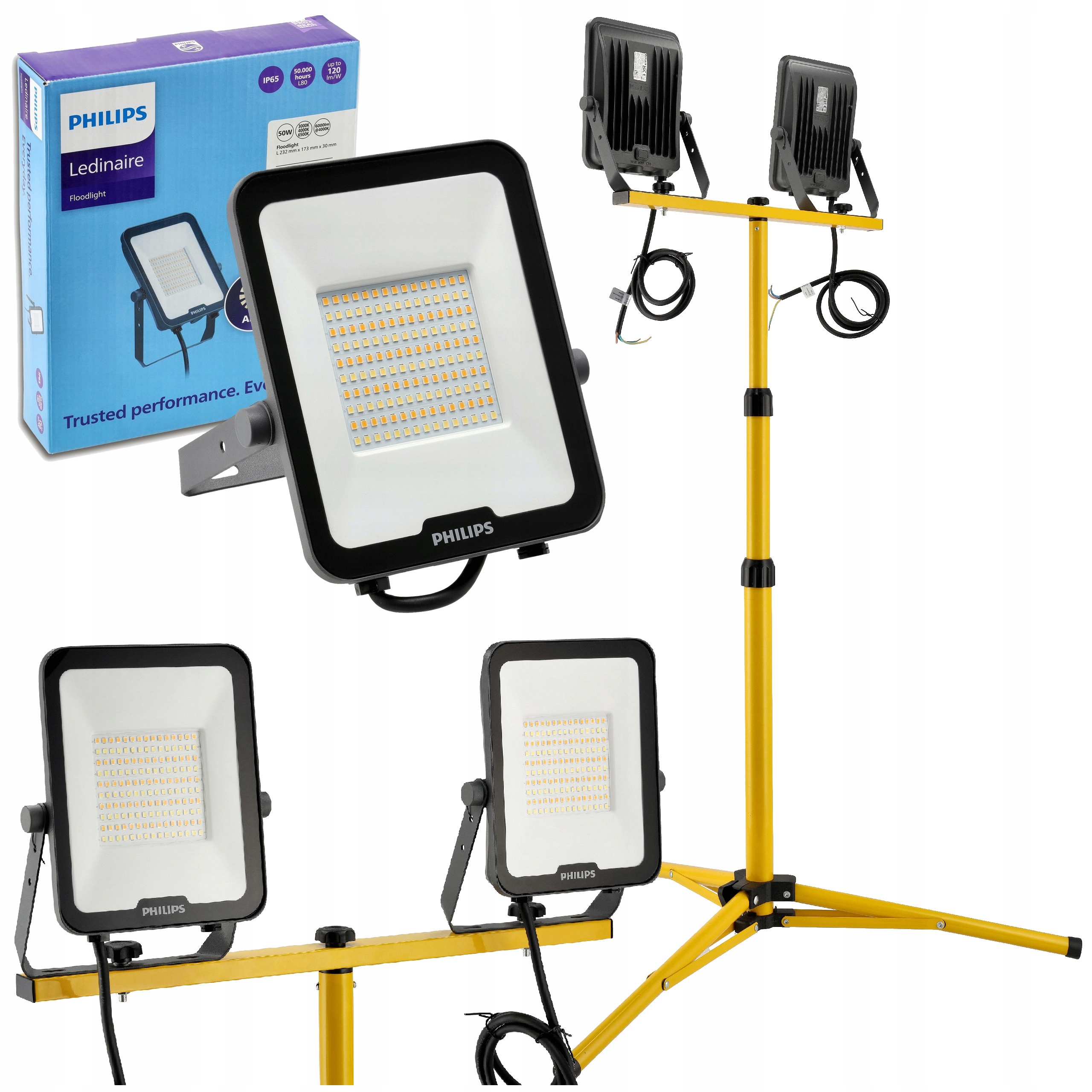 Set Stativ Led reflektor Philips Halogen Stavební 2x 50W Led 12000lm