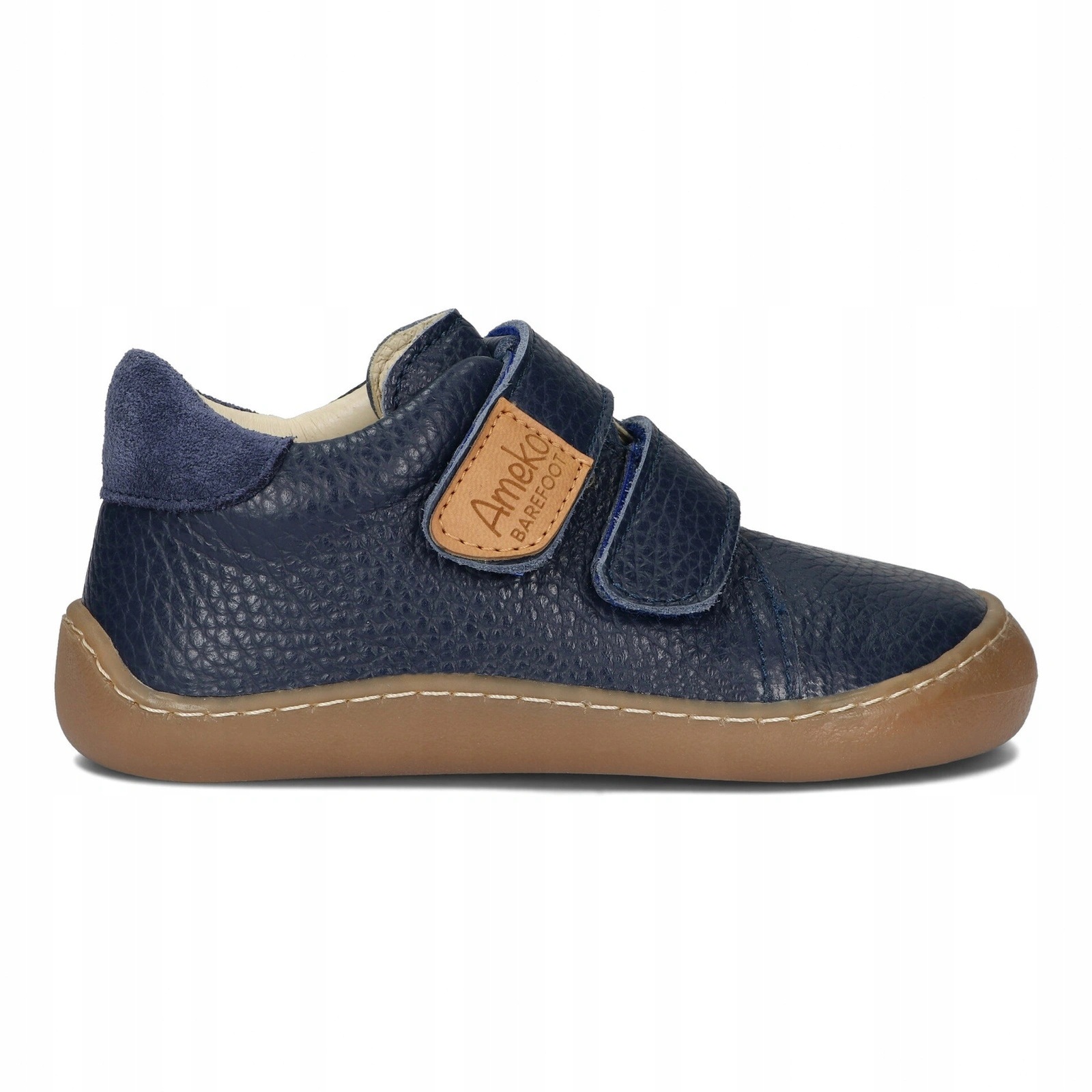 Półbuty barefoot skórzane dziecięce przejściowe na rzepy Ameko Otis Navy 29