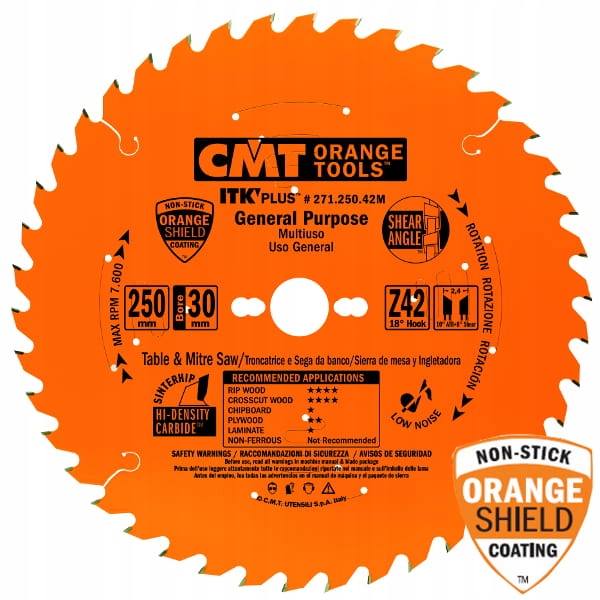 

Cmt Piła do drewna 250x30x42Z cięcie uniwersalne
