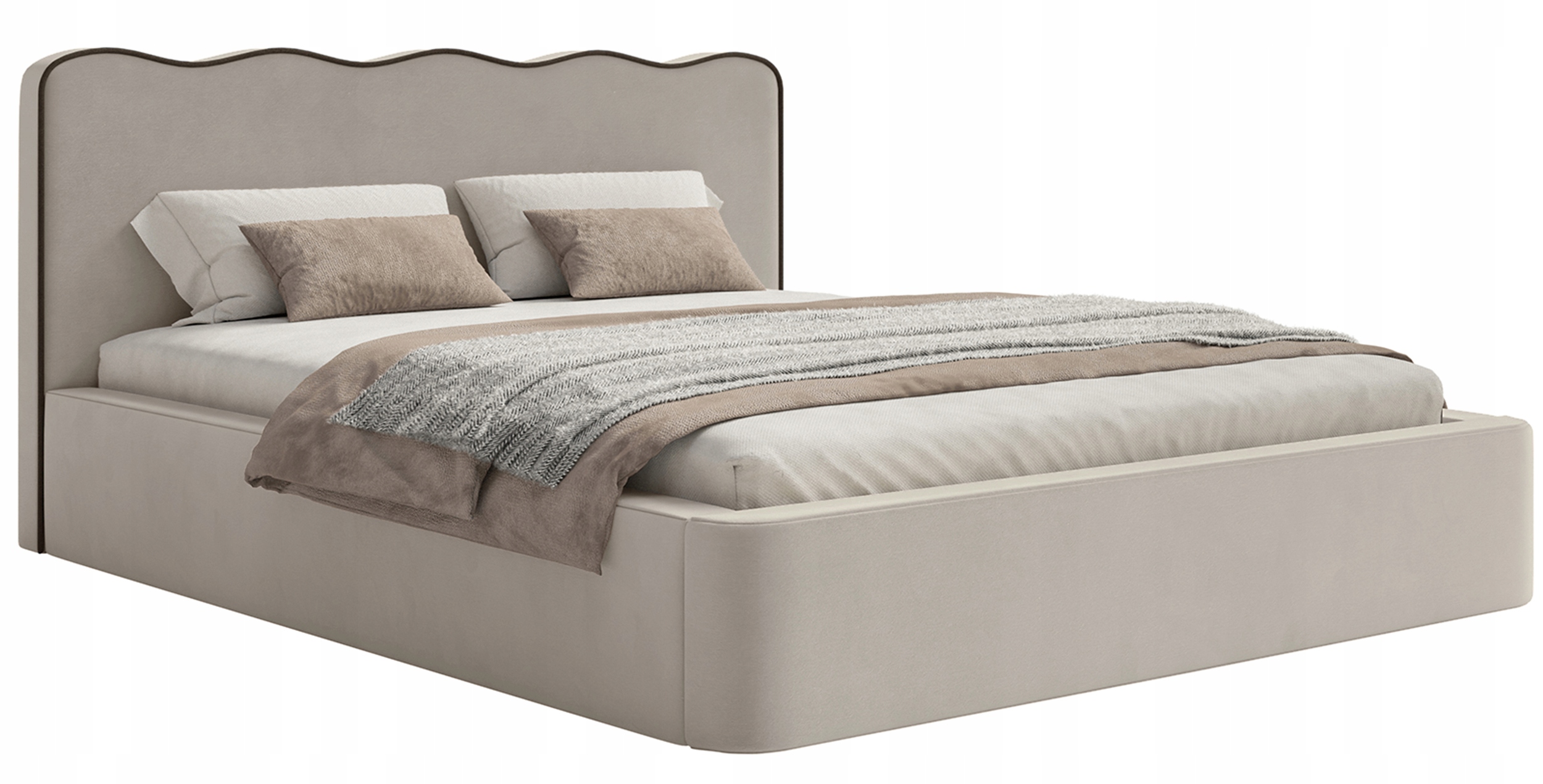 Čalouněná postel 200 x 200 cm Duney s úložným prostorem, béžový samet