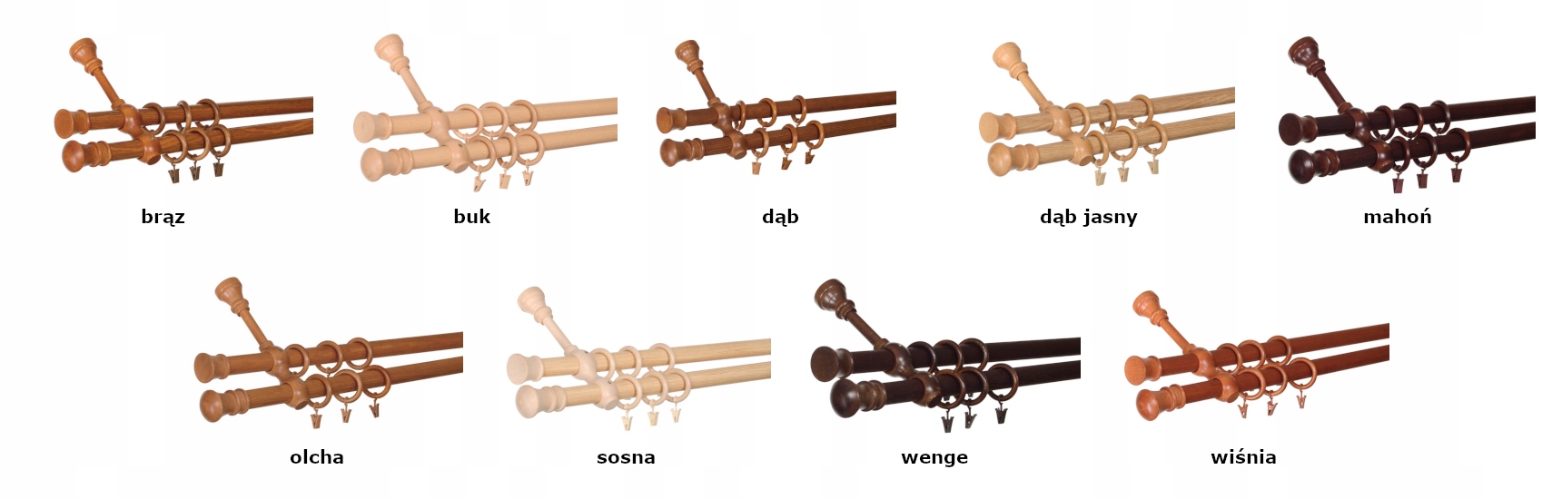 WSPORNIK KARNISZA DREWNIANY 28mm olcha pojedynczy Materiał wykonania drewno