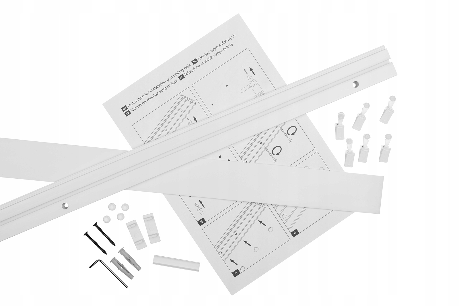 KARNISZ SUFITOWY POJEDYNCZY 170 CM Z OSŁONĄ SZYNA SUFITOWA Z AKCESORIAMI Marka RENA